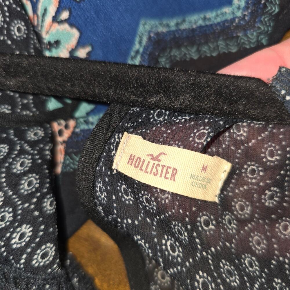 Hollister Y2K Womens Skater Boho Mini Dress Sz S Floral Paisley Flare Sleeve - Picture 9 of 10